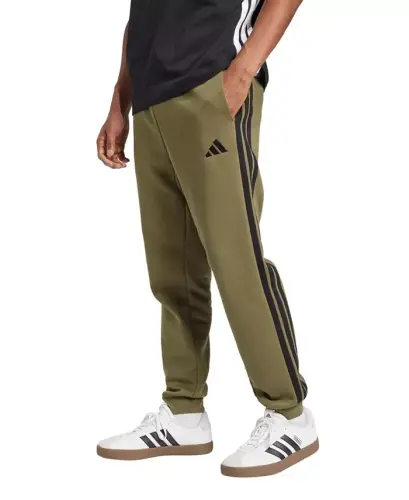 Men's Essentials Regular-Fit 3-Stripes Fleece Joggers - Olive Strata/Black 