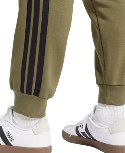 Men's Essentials Regular-Fit 3-Stripes Fleece Joggers - Olive Strata/Black - 3