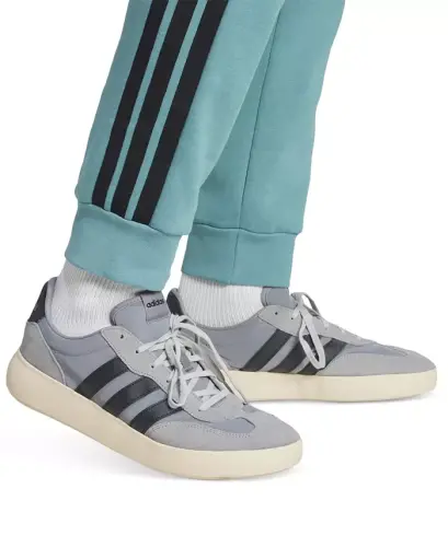 Men's Essentials Regular-Fit 3-Stripes Fleece Joggers - Powder Teal/Black - 2