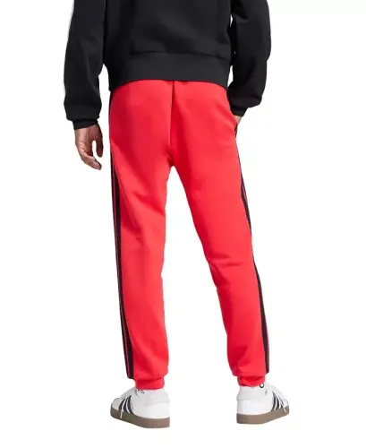Men's Essentials Regular-Fit 3-Stripes Fleece Joggers - Pure Ruby/Black - 3