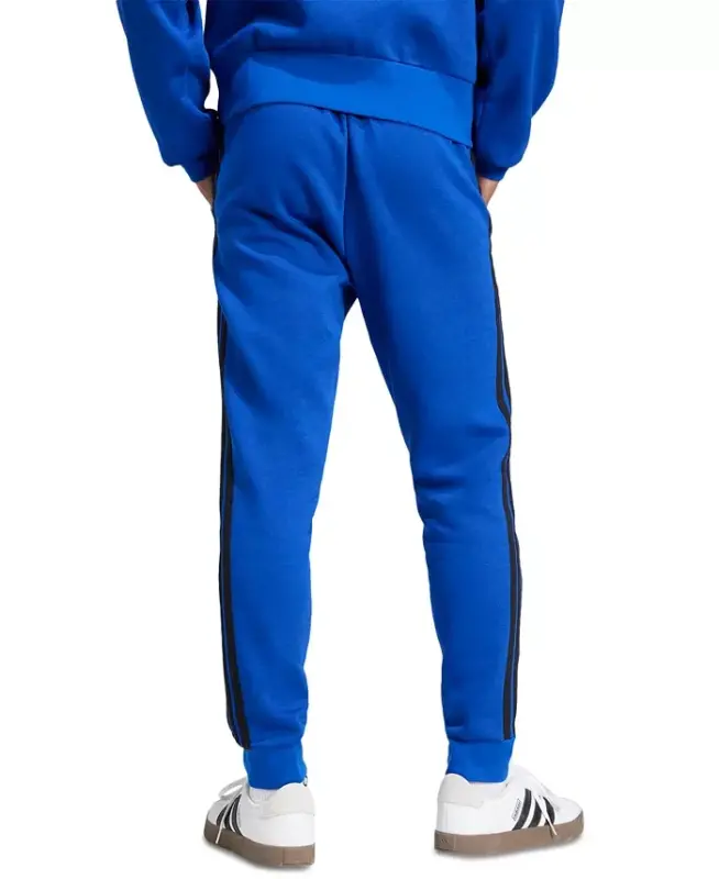 Men's Essentials Regular-Fit 3-Stripes Fleece Joggers - Royal Blue/Black - 3