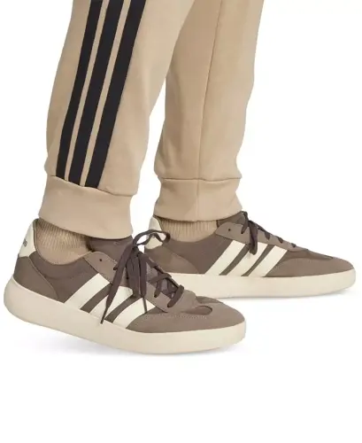 Men's Essentials Regular-Fit 3-Stripes Fleece Joggers - Sandstone/Black - 2