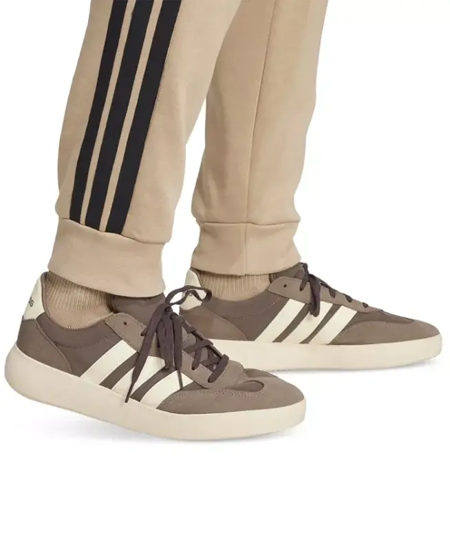 Men's Essentials Regular-Fit 3-Stripes Fleece Joggers - Sandstone/Black - 2