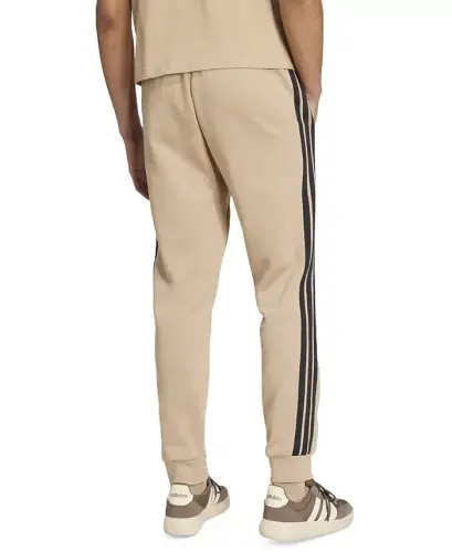 Men's Essentials Regular-Fit 3-Stripes Fleece Joggers - Sandstone/Black - 3