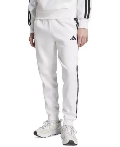 Men's Essentials Regular-Fit 3-Stripes Fleece Joggers - White/Black 