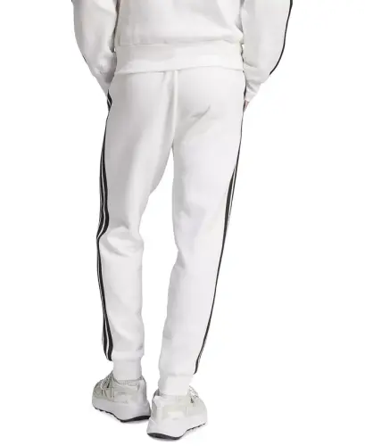 Men's Essentials Regular-Fit 3-Stripes Fleece Joggers - White/Black - 4