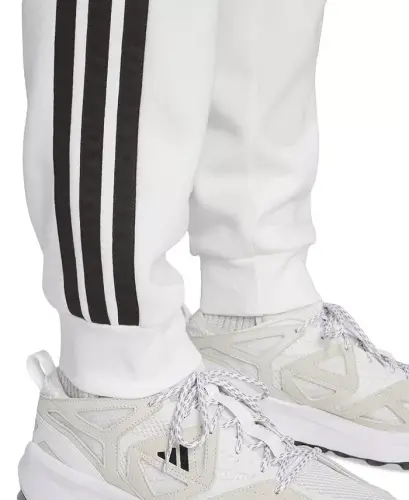 Men's Essentials Regular-Fit 3-Stripes Fleece Joggers - White/Black - 3