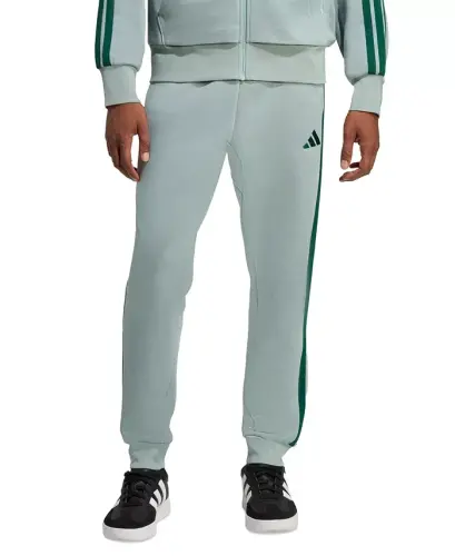 Men's Essentials Regular-Fit 3-Stripes Fleece Joggers - Wonder Sage / Green 