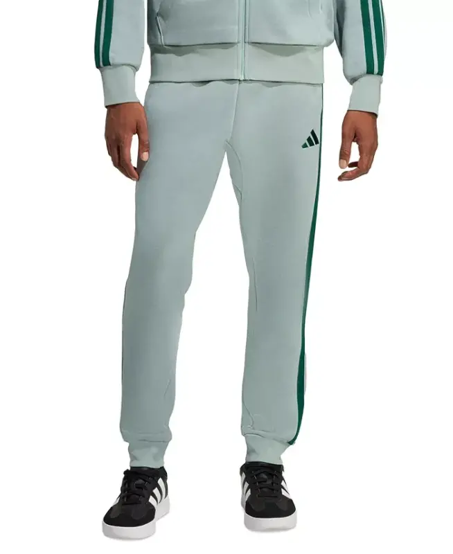 Men's Essentials Regular-Fit 3-Stripes Fleece Joggers - Wonder Sage / Green - 1