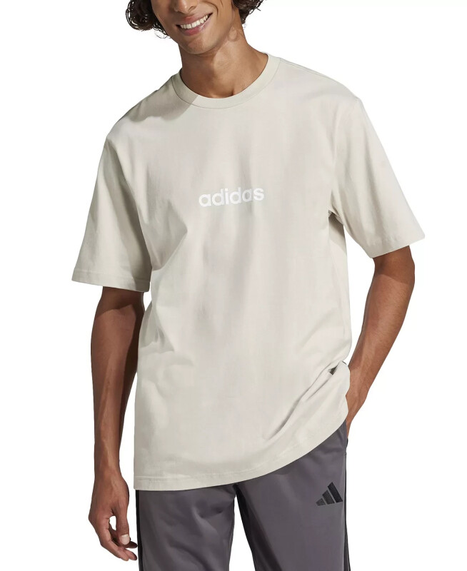 Men's Essentials Regular-Fit Linear Logo Graphic T-Shirt-Alumina / Wht - ADIDAS