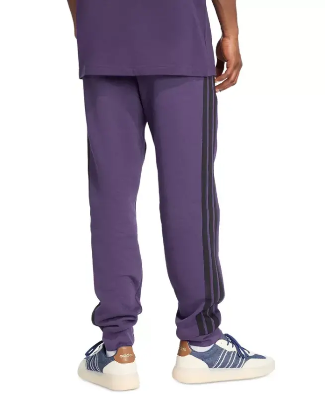 Men's Essentials Three-Stripes Regular-Fit Fleece Joggers - Aurora Plum/Black - 3