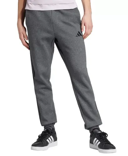 Men's Essentials Three-Stripes Regular-Fit Fleece Joggers - Dark Gray Heather/Black 