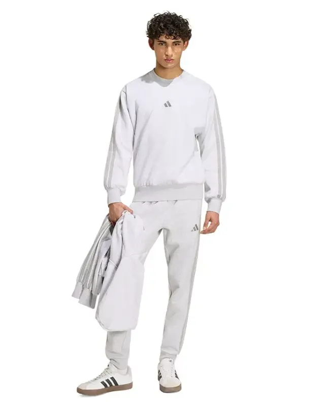 Men's Essentials Three-Stripes Regular-Fit Fleece Joggers - Light Gray Heather - 2