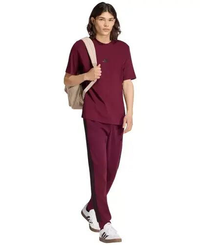 Men's Essentials Three-Stripes Regular-Fit Fleece Joggers - Maroon/Black - adidas (1)