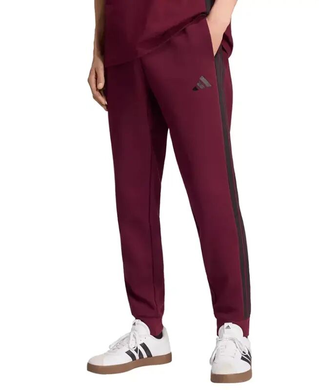 Men's Essentials Three-Stripes Regular-Fit Fleece Joggers - Maroon/Black - adidas