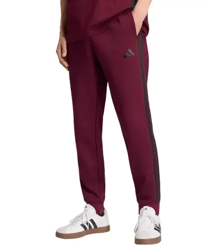 Men's Essentials Three-Stripes Regular-Fit Fleece Joggers - Maroon/Black - 1