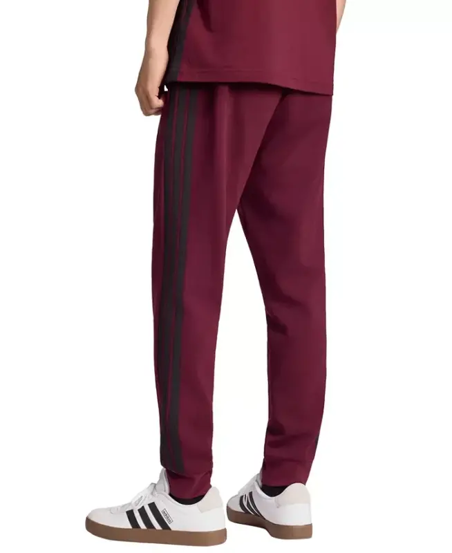 Men's Essentials Three-Stripes Regular-Fit Fleece Joggers - Maroon/Black - 3