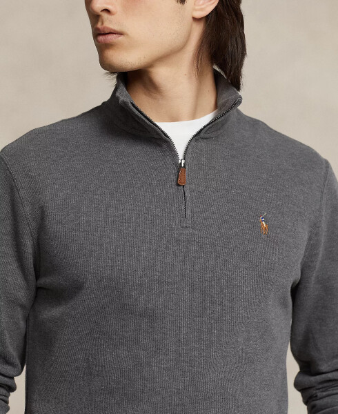 Men's Estate-Rib Cotton Quarter-Zip Pullover Barclay Heather - 6