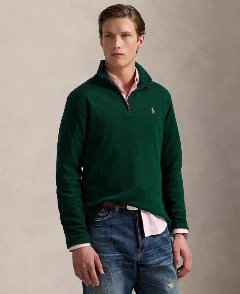 Men's Estate-Rib Cotton Quarter-Zip Pullover Moss Agate - 1