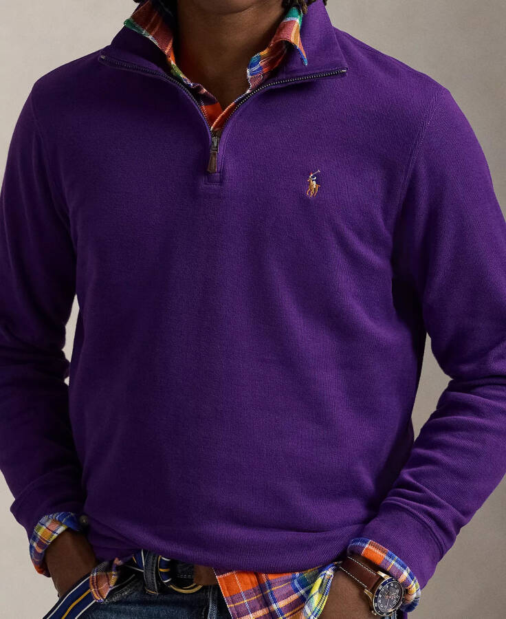 Men's Estate-Rib Cotton Quarter-Zip Pullover Purple - 3