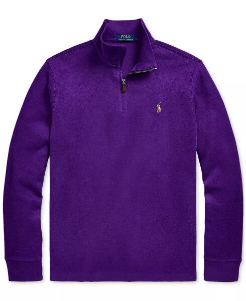 Men's Estate-Rib Cotton Quarter-Zip Pullover Purple - 5