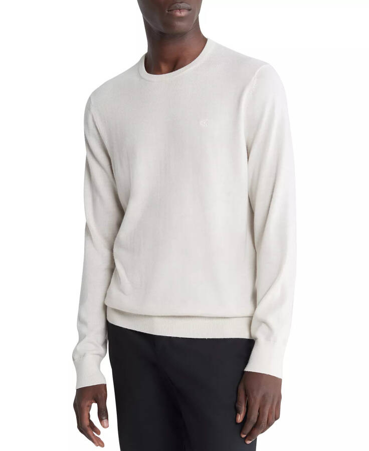 Men's Extra Fine Merino Wool Blend Sweater Egret Heather - 1