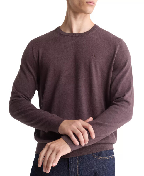 Men's Extra Fine Merino Wool Blend Sweater Raisin - 3