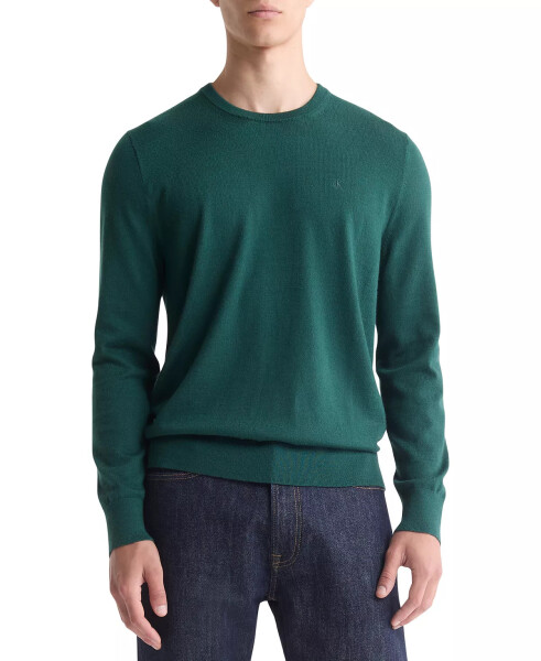 Men's Extra Fine Merino Wool Blend Sweater Sea Moss - 1