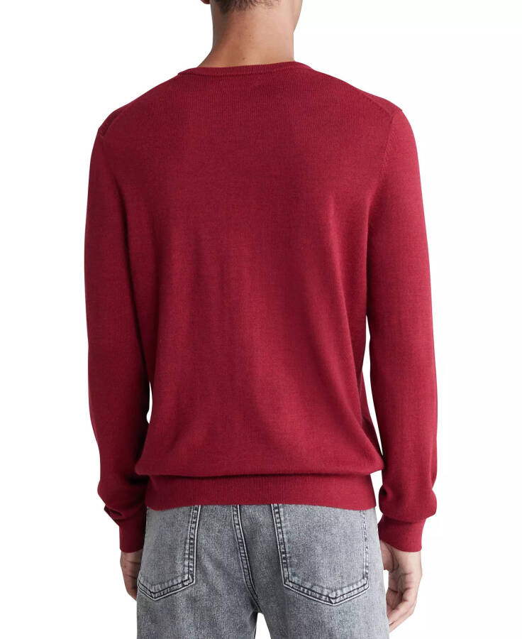 Men's Extra Fine Merino Wool Blend Sweater Syrah - 2