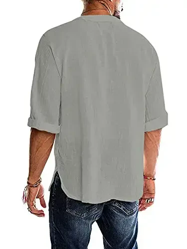 Men's Fashion Shirt Short Sleeve Beach V-Neck Drawstring Printing Yoga African Summer Top - 4