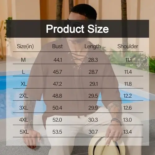 Men's Fashion Shirt Short Sleeve Beach V-Neck Drawstring Printing Yoga African Summer Top - 6