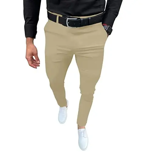Mens Fashion Slim Fit Dress Pants Casual Business Skinny Stretch Pants Golf Pants 