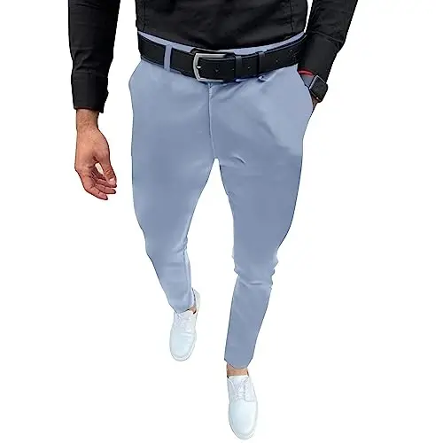 Mens Fashion Slim Fit Dress Pants Casual Business Skinny Stretch Pants Golf Pants - 1