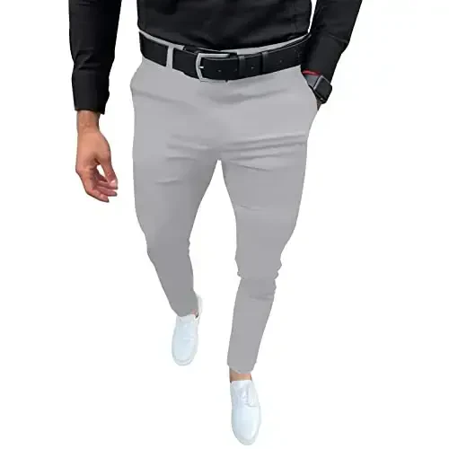 Mens Fashion Slim Fit Dress Pants Casual Business Skinny Stretch Pants Golf Pants - MODAZONE