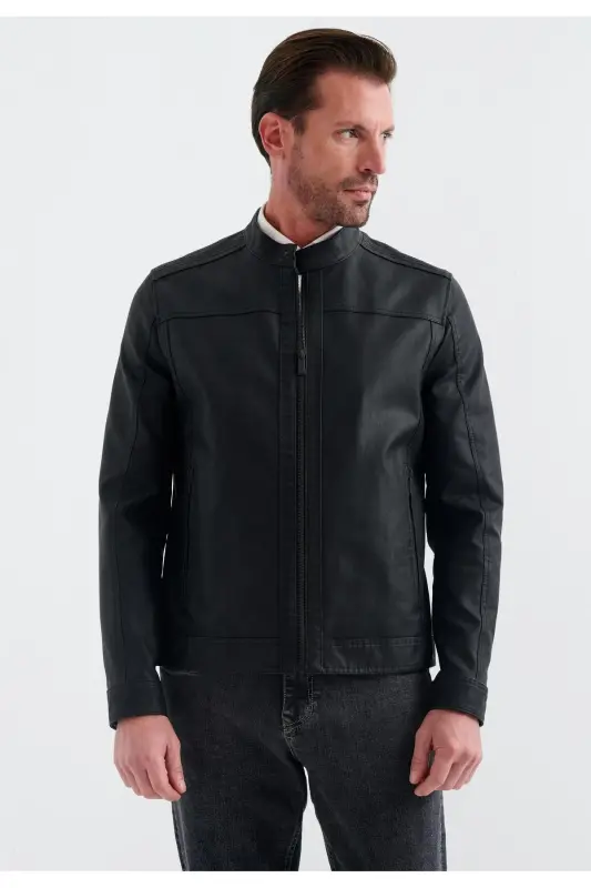 Men's Faux Leather Jacket - 4