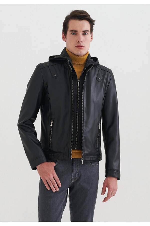 Men's Faux Leather Jacket - 4