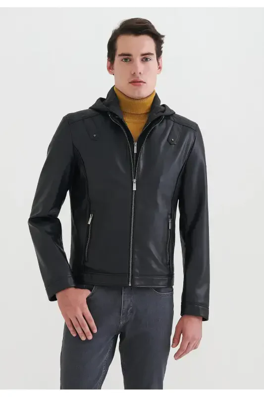 Men's Faux Leather Jacket - 1