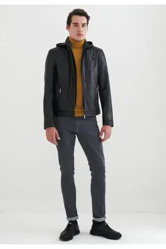 Men's Faux Leather Jacket - 3