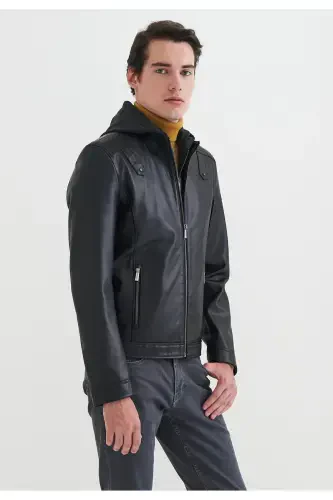 Men's Faux Leather Jacket - 5