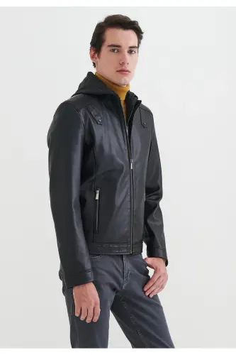 Men's Faux Leather Jacket - 12
