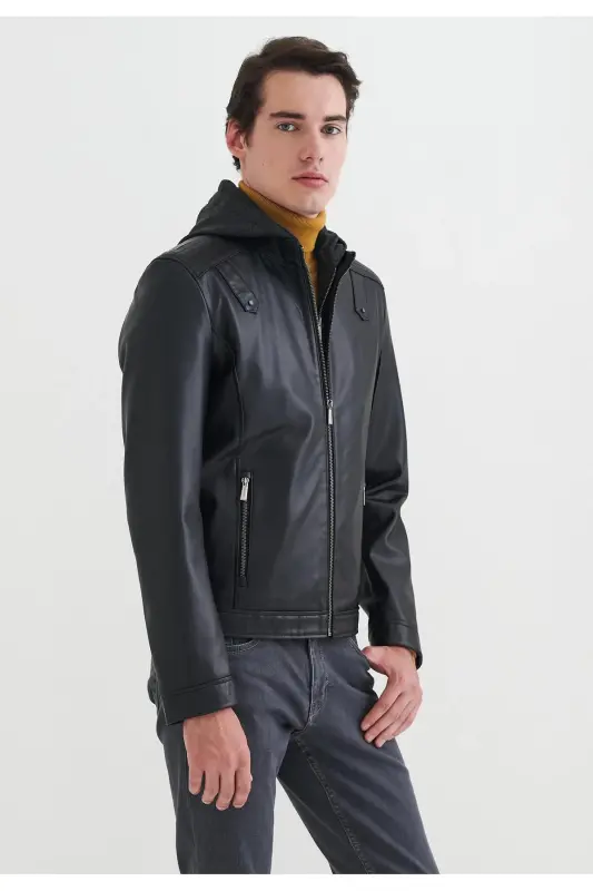 Men's Faux Leather Jacket - 6