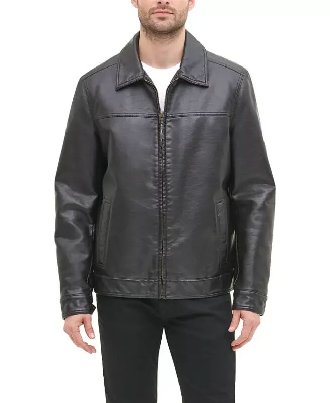 Men's Faux Leather Laydown Collar Jacket - Dark Brown - Tommy Hilfiger