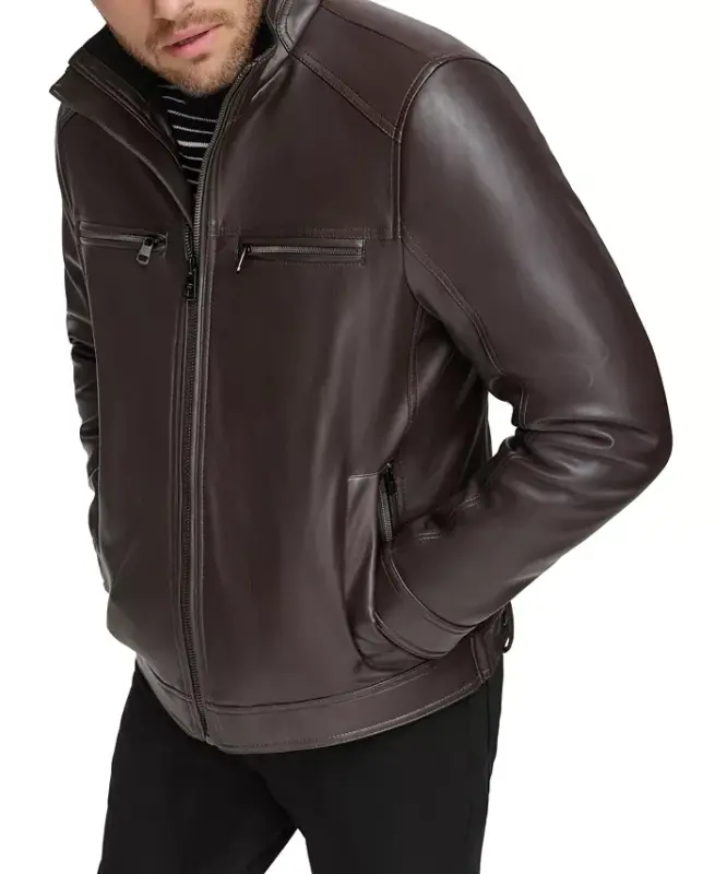 Men's Faux Leather Moto Jacket, Created for Modazone - 6