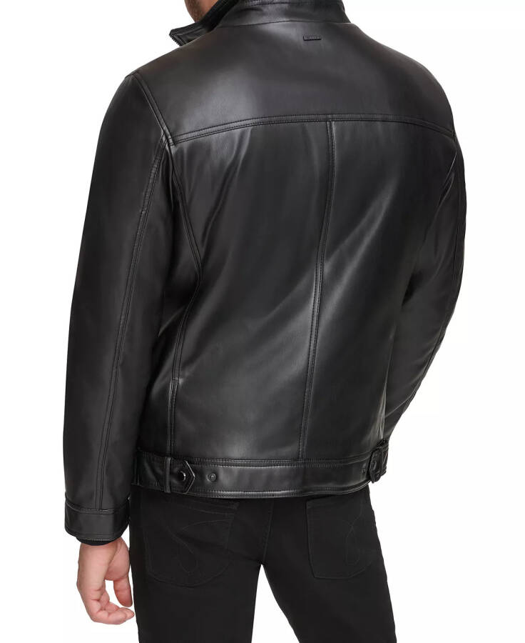 Men's Faux Leather Moto Jacket, Created for Modazone Black - 2