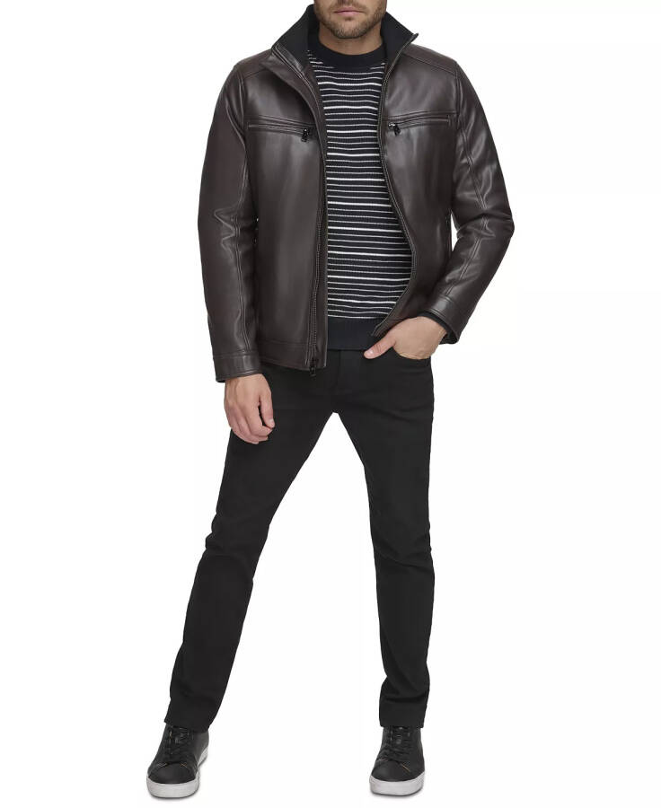 Men's Faux Leather Moto Jacket, Created for Modazone Black - 7