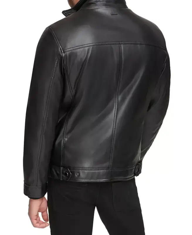 Men's Faux Leather Moto Jacket, Created for Modazone - Black - 2