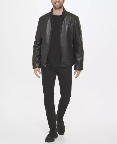 Men's Faux-Leather Motto Jacket Black - 1