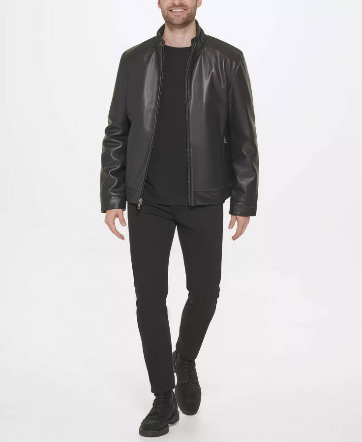 Men's Faux-Leather Motto Jacket Black - 1