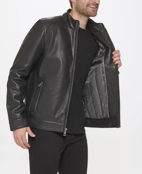 Men's Faux-Leather Motto Jacket Black - 2