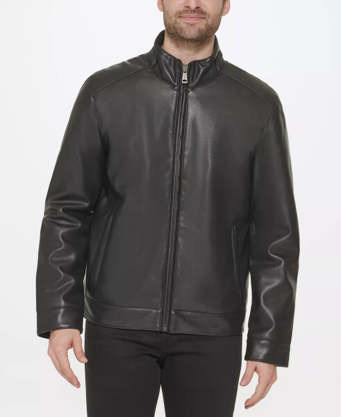 Men's Faux-Leather Motto Jacket Black - 4